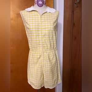 Absolutely Precious True Vintage Yellow Checkered Playsuit